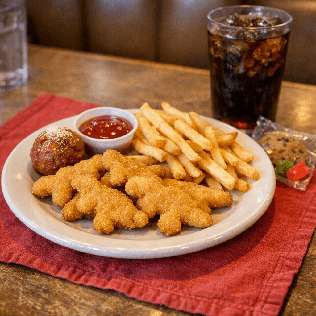 Dino Nuggets, Fries & A Drink